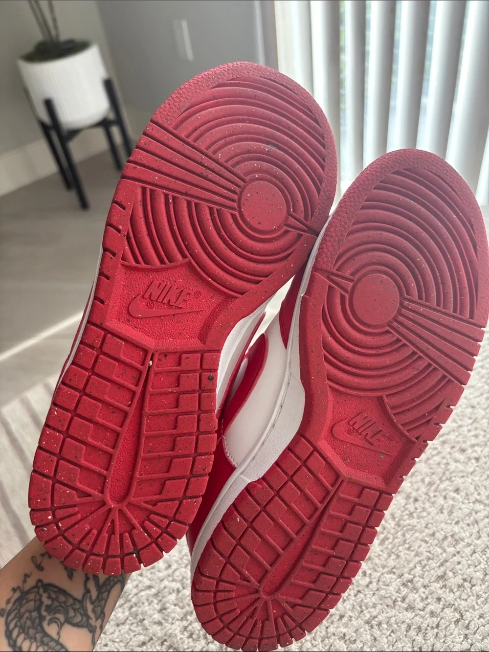 Nike Red and White Low-Top Sneakers